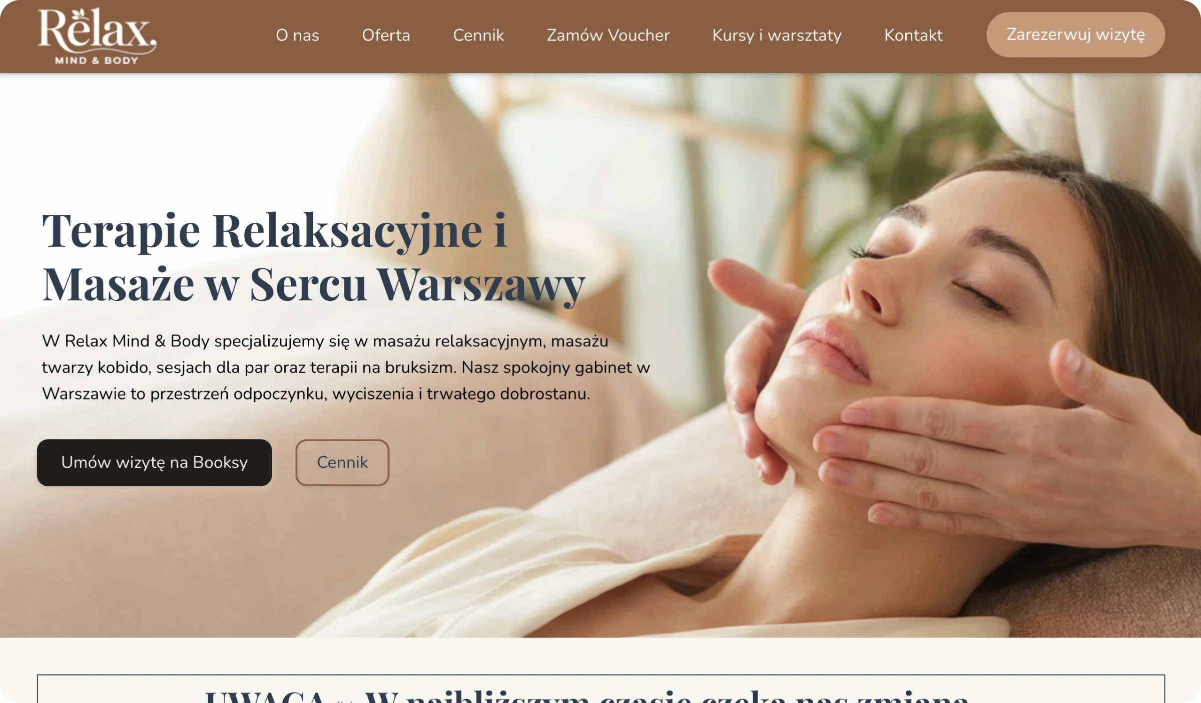 Relax Mind & Body — strona zbudowana w WebWave